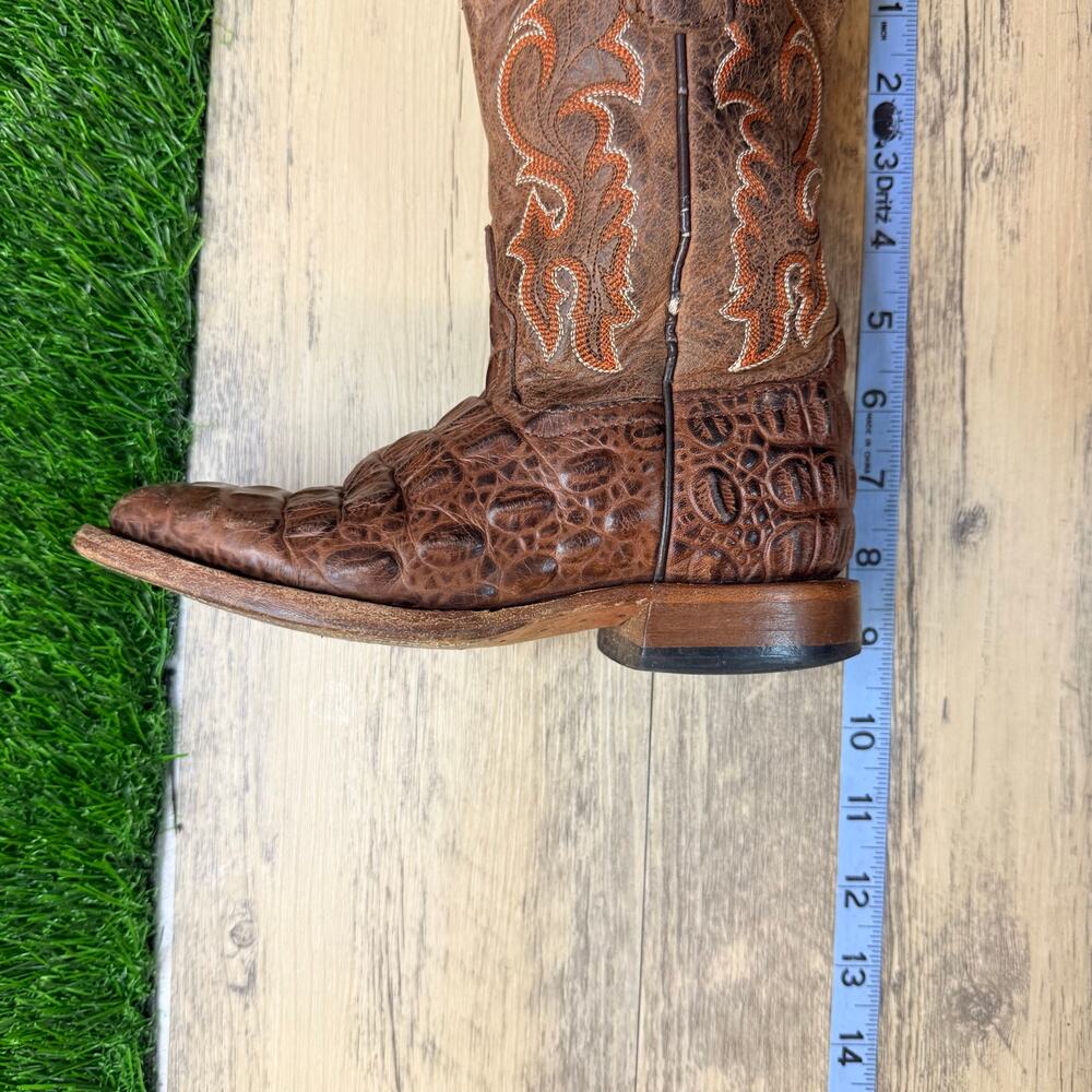 Horsepower Youth - Size 12 - Brown Gator Print Square Toe Cowboy Boots 1070 - Picture 3 of 11